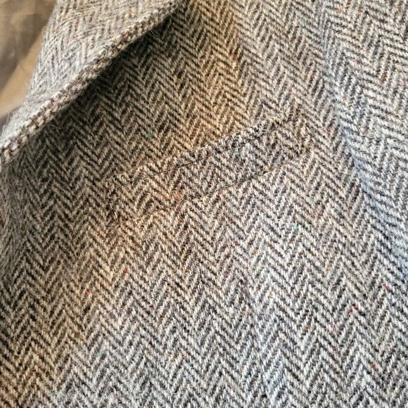 Harris Tweed Handwoven Wool Blazer Jacket Herringbone USA Vintage Sport Coat - Picture 10 of 11